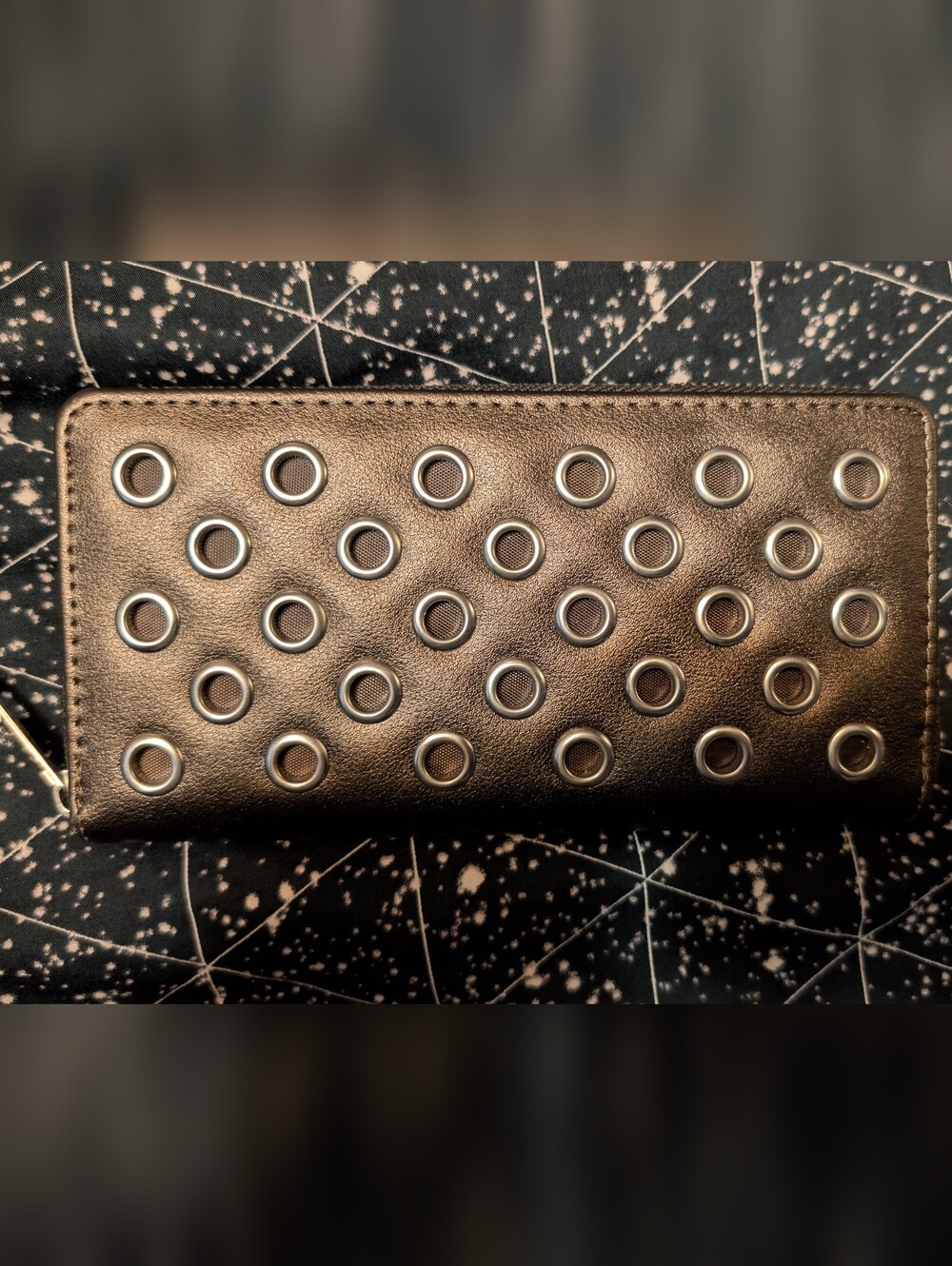 Grommet-Studded Metallic Wallet